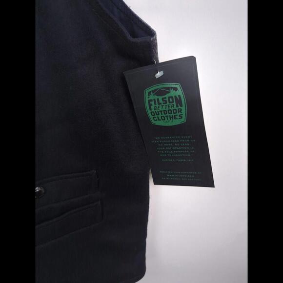 NWT FILSON Men's Sz XL Navy Blue Gray Virgin Wool Mackinaw Button Up Vest 10213 - Picture 5 of 8
